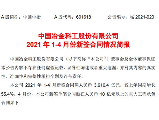 中国中冶、中国电建、中国化学最新签单7022亿！