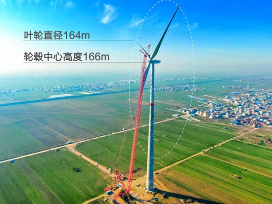 三一风电主吊极点：SCC15000TM完成166m中国最高混塔风机安装