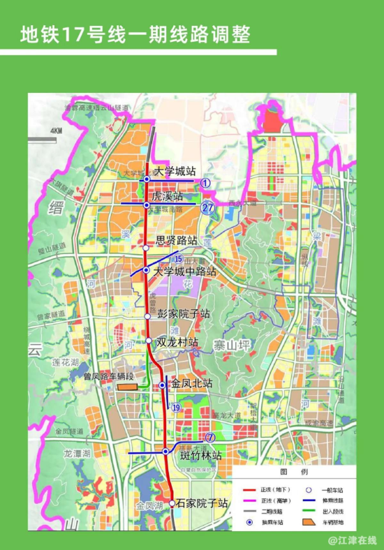 7km,位於沙坪壩區和高新區,起於科學城站,終於金鳳站,主要沿縱五線