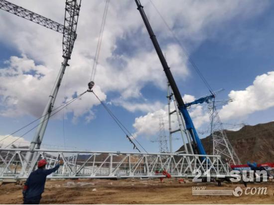 中联重科ZAT5000H助力兰临变电站新建工程750千伏构架吊装施工