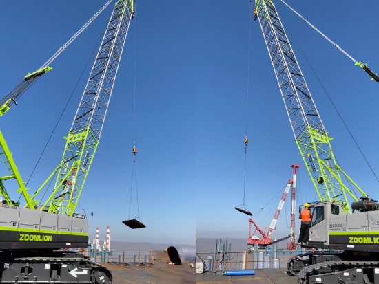 施工案例丨中联重科ZCC600V-1履带起重机助力杭州湾跨海铁路桥作业平台建设