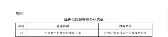 柳工入选工信部“绿色供应链管理<em>企业</em>”