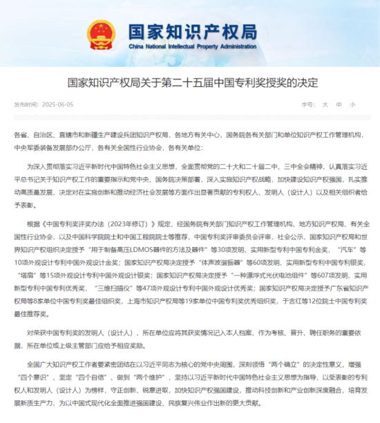 中国专利奖！三一3+1！