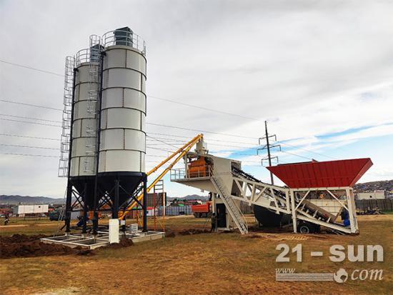 山推建友移动型混凝土搅拌站应用蒙古道路建设