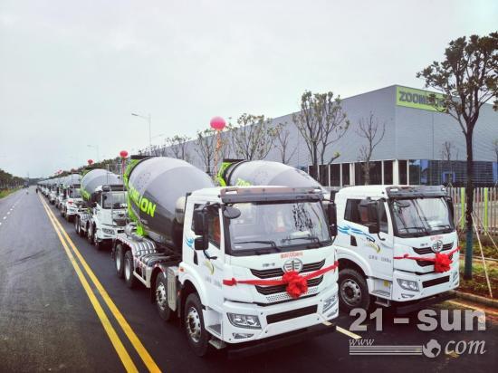 “天涯海角”遇见极光绿 中联重科百台国六搅拌车批量发车
