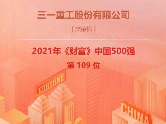 《财富》中国500强：三一排名再升24位！