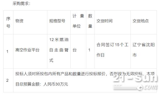 招标 | 高空作业平台采购项目招标公告