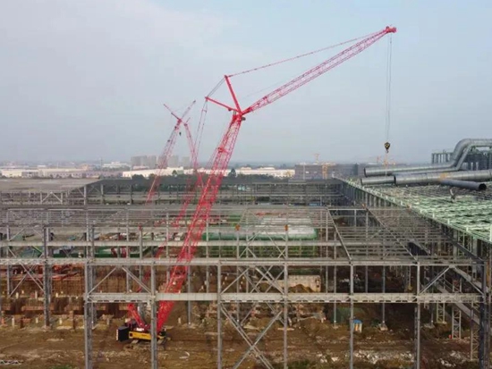 47台三一起重机，共建万吨级厂房
