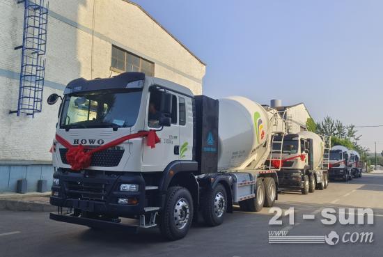 山推建友纯电动<em>混凝土搅拌运输车</em>发往河北市场