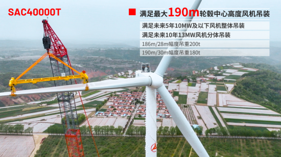 自研、自產、自建，SAC40000T完成三一首座186m混塔風電吊裝