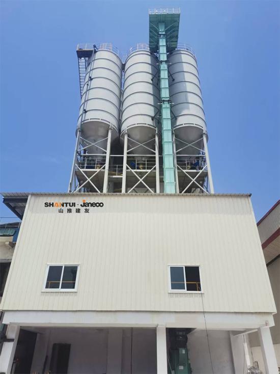 山推建友G3T-40干混砂浆搅拌站服务浙江客户瓷砖胶项目
